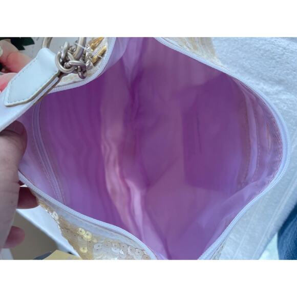 NWT LESPORTSAC SEQUIN ZEBRA WHITE REMIX HOBO (500 - Picture 9 of 11